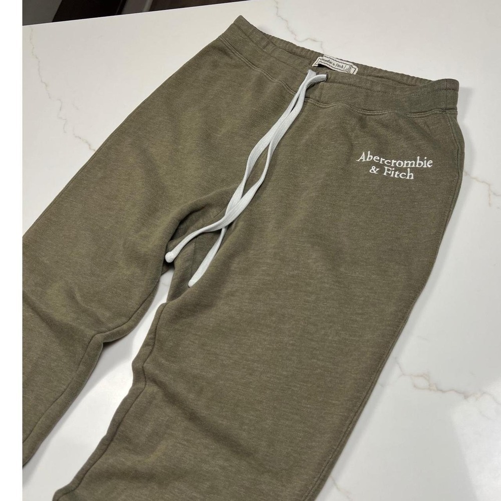 Abercrombie & Fitch Mens Olive Green Embroidered Logo Jogger Sweatpants Small